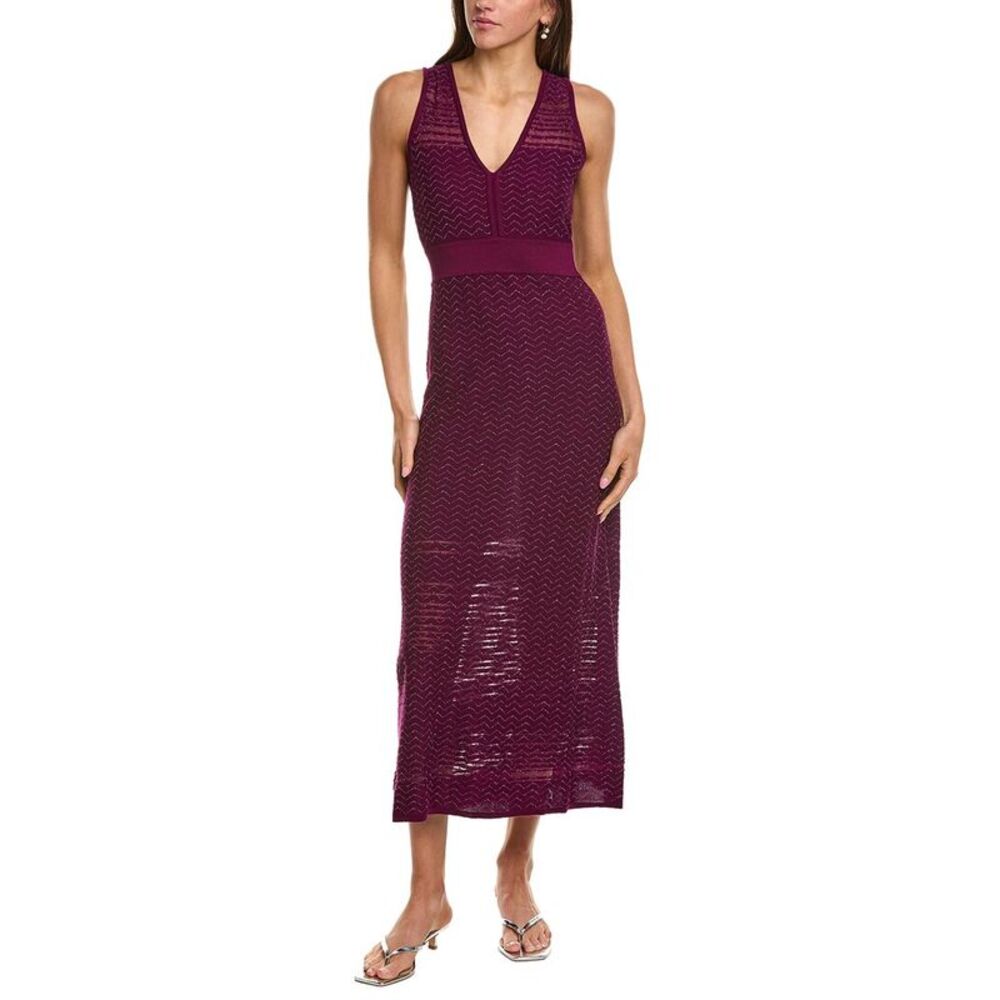 M Missoni Womens  Abito Lungo Wool-Blend Midi Dress, Purple